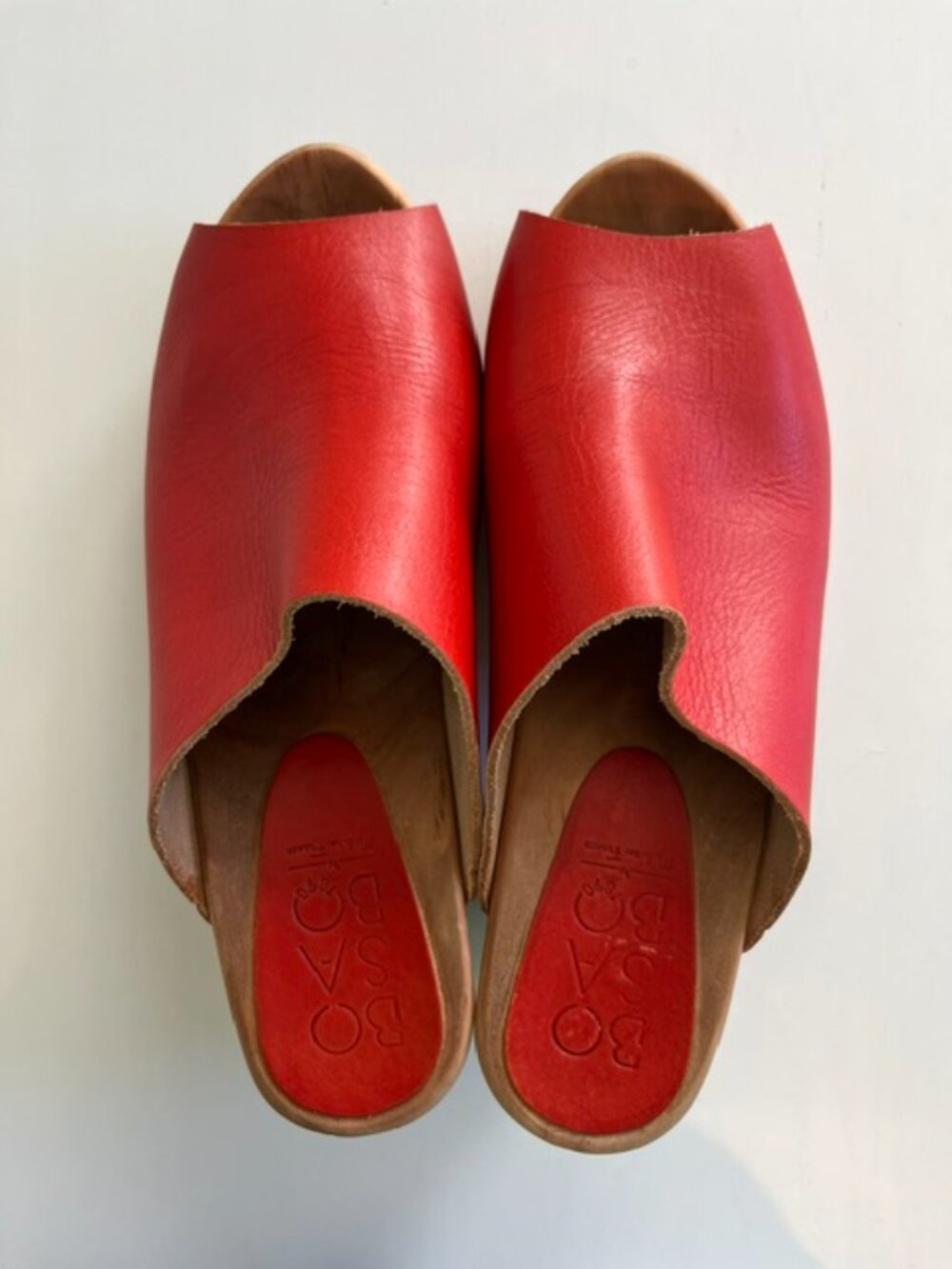 French Bosabo Red Leather Clog Mules | Size 41 - Picture 5 of 8